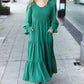 Beautiful You Green Smocked Ruffle Sleeve Maxi Dress