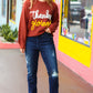 All I Want Thanksgiving Pop Up Embroidery Chunky Sweater