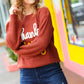 All I Want Thanksgiving Pop Up Embroidery Chunky Sweater