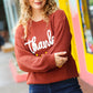 All I Want Thanksgiving Pop Up Embroidery Chunky Sweater