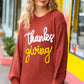 All I Want Thanksgiving Pop Up Embroidery Chunky Sweater