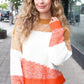 Adorable You Camel & Orange Color Block Sweater