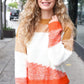 Adorable You Camel & Orange Color Block Sweater