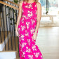 Fuchsia Floral Fit and Flare Sleeveless Maxi Dress