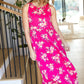 Fuchsia Floral Fit and Flare Sleeveless Maxi Dress