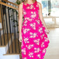 Fuchsia Floral Fit and Flare Sleeveless Maxi Dress