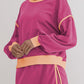 Contrast Trim Round Neck Top and Skort Set