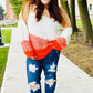 Adorable You Camel & Orange Color Block Sweater
