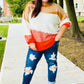 Adorable You Camel & Orange Color Block Sweater