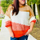 Adorable You Camel & Orange Color Block Sweater