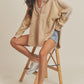 Aemi+Co Slit Half Snap Oversize Hoodie